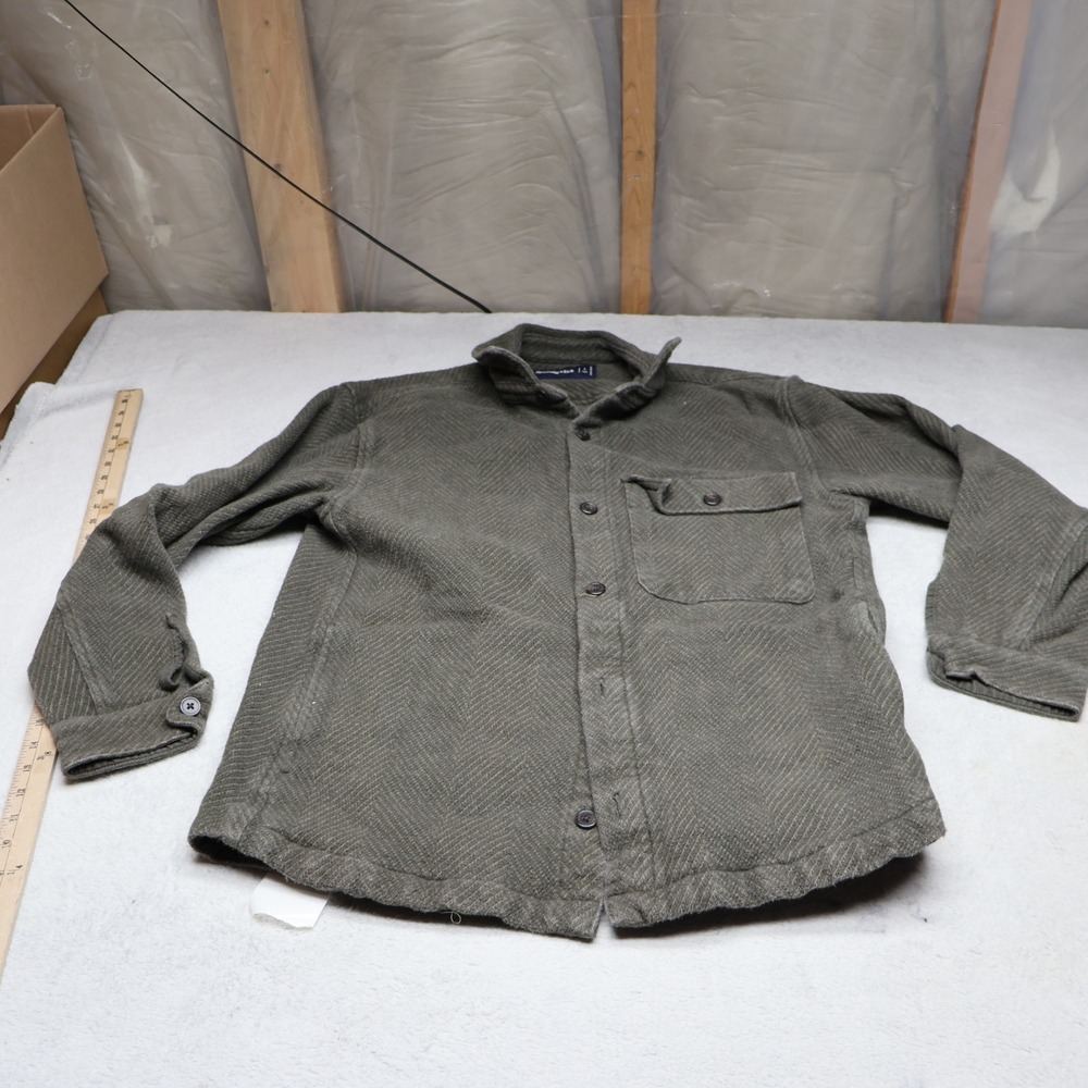 Abercrombie & Fitch Shirt‎ Mens Large Tall Green Button Up Long Sleeve Textured